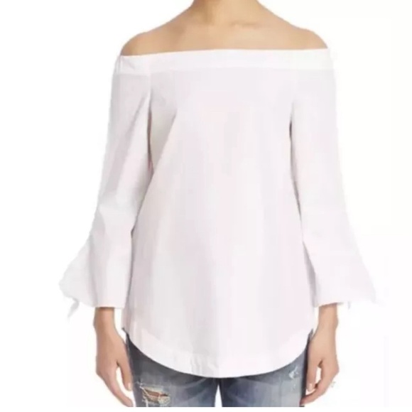 Free People | Show Me some Shoulder White  Classic Cotton Top Sz S - Picture 2 of 6